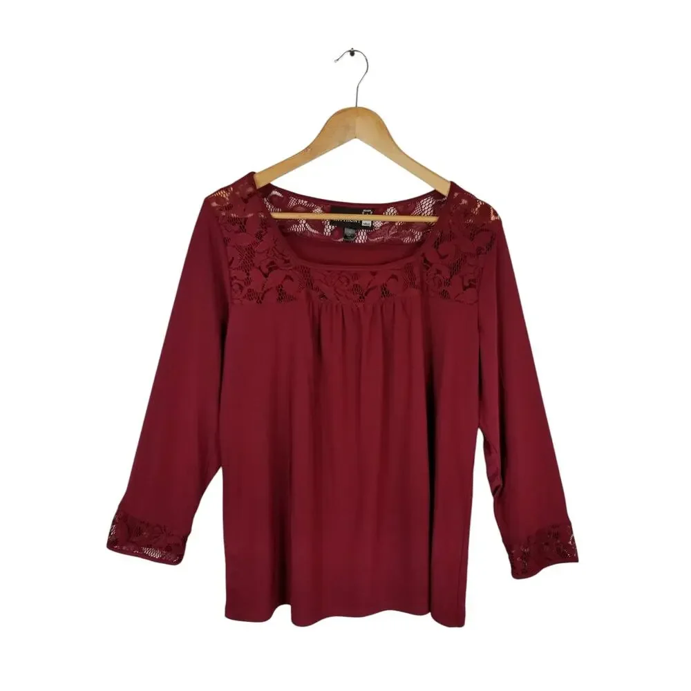 Antthony Original 2 Piece Set Skirt Long Sleeve Stretch Knit Top Red Size XL